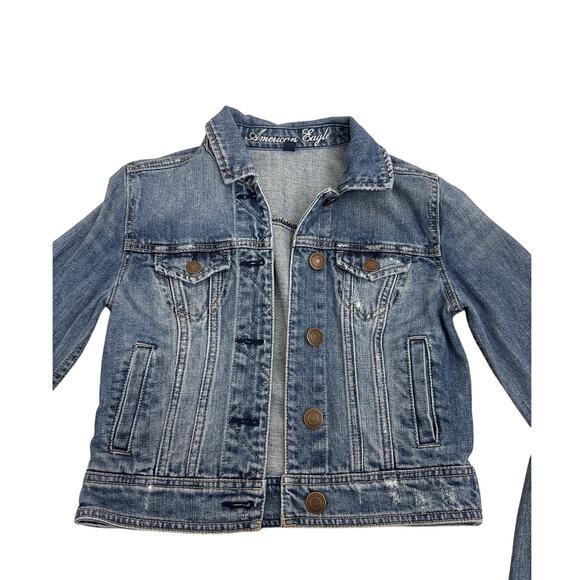 American Eagle Jean Jacket Blue Denim Button Down Size Women's XS - Picture 2 of 4